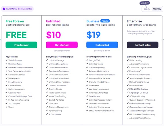 ClickUp Pricing