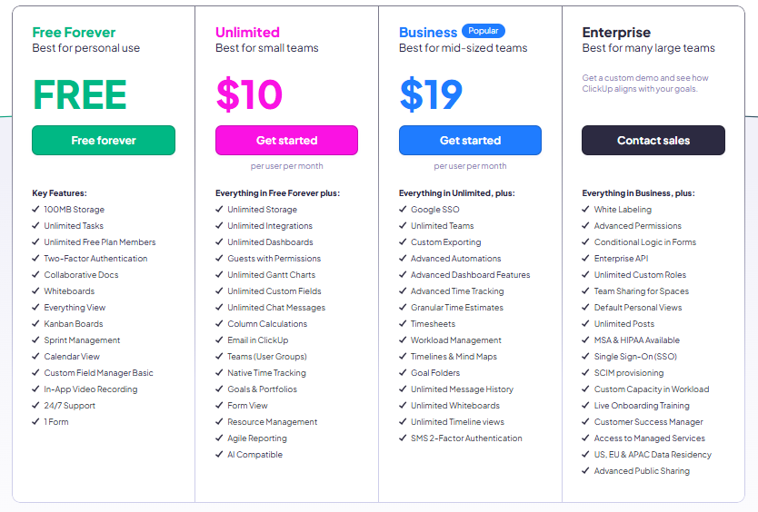ClickUp pricing