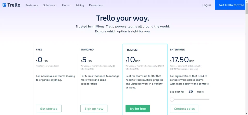 Trello pricing